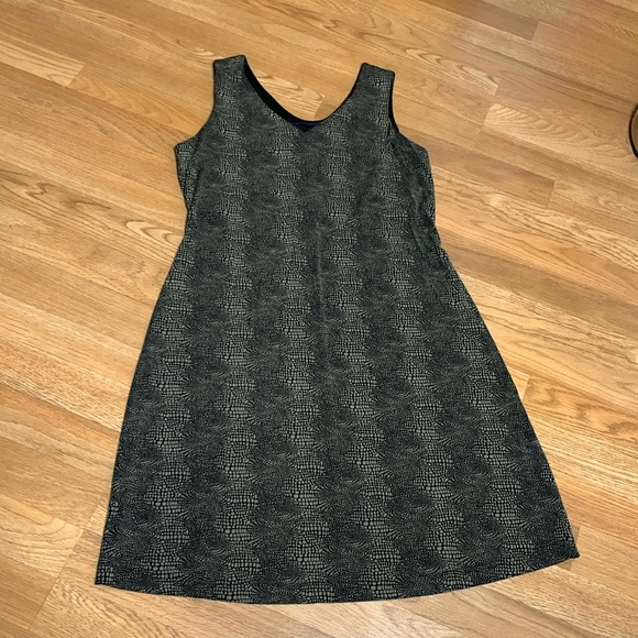 Vintage Nikki Morgan, sleeveless brown black abstract design midi dress. Size 8. - Picture 10 of 17